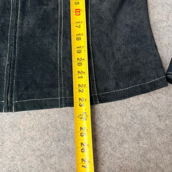 Live a Little Black Suede Leather Biker Jacket Classic Women's Full Zip Size XL - Picture 8 of 9